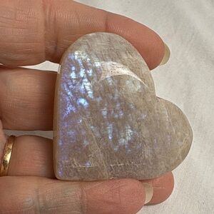 Iridescent Moonstone Heart-Shaped Stone